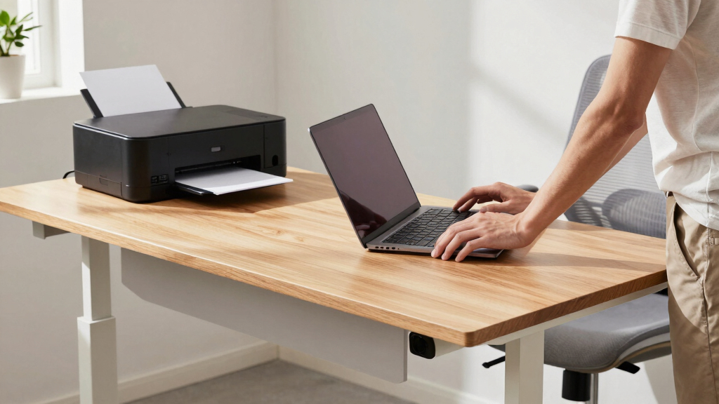 best standing desk for laptop and printer setup