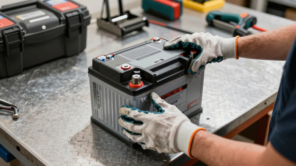 best stand on mower battery
