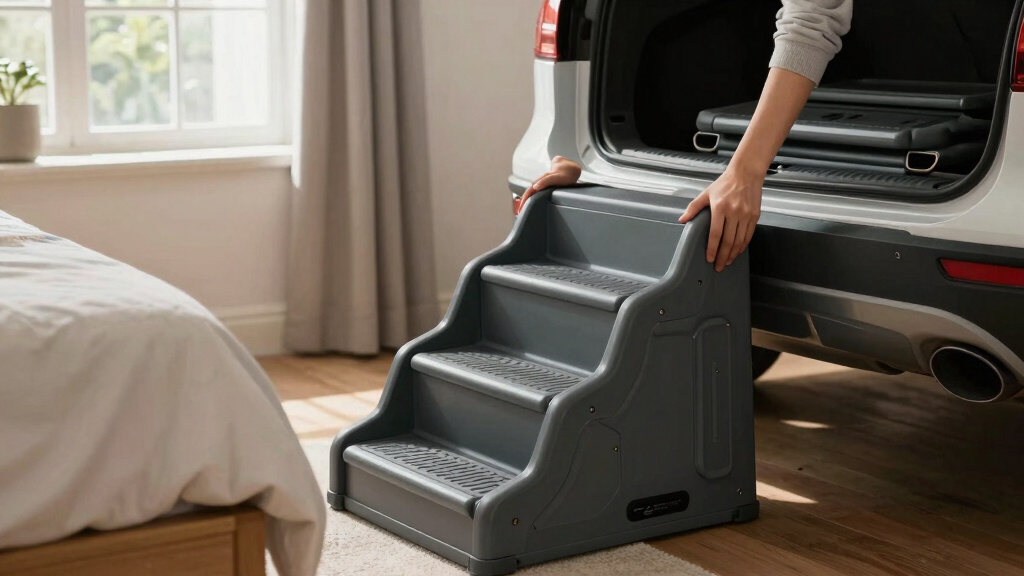best folding dog stairs for bed and car