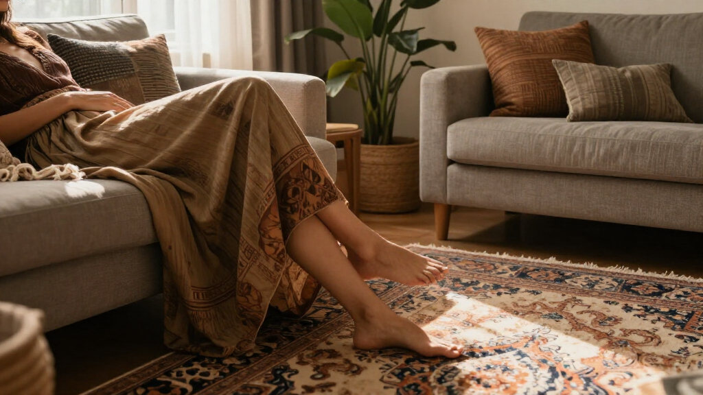 bohemian silk blend rug