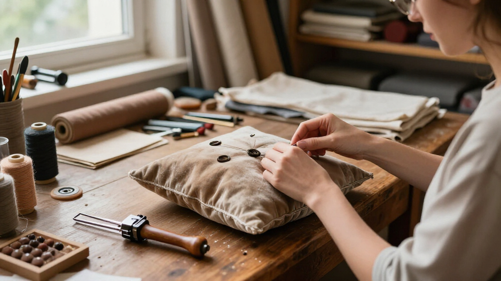 techniques for attaching upholstery buttons and tufting