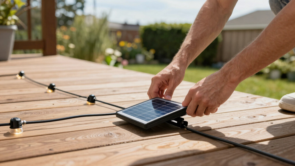 solar-powered outdoor string lights
