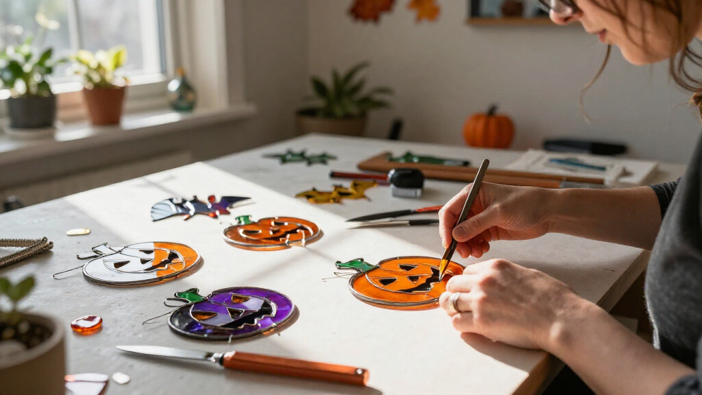 Halloween stained glass suncatchers