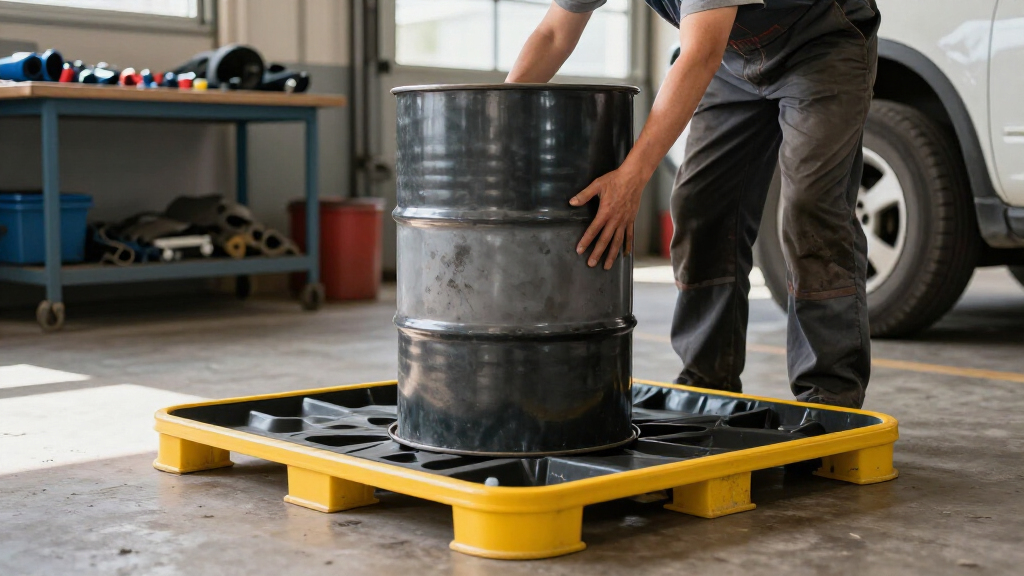 spill containment pallet for oil drums
