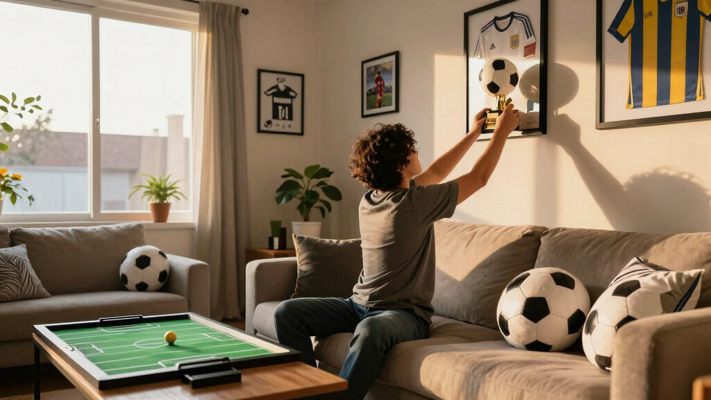 soccer-themed living room decor