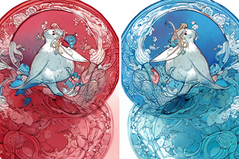 two official seals on a balance scale over a screen