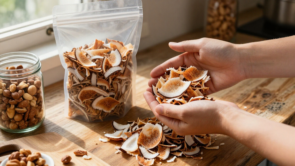raw coconut chips in familysize packs