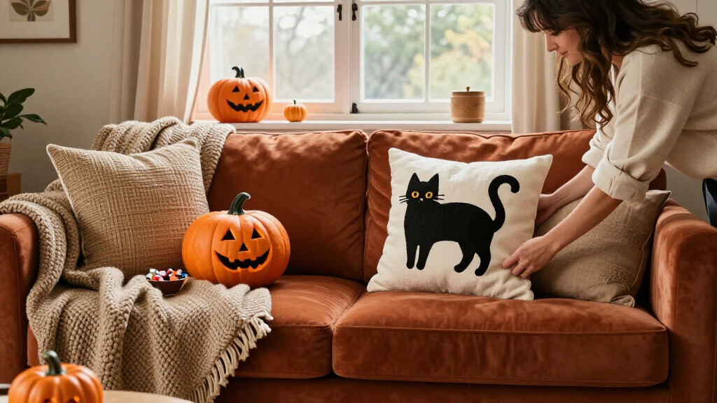 spooky Halloween throw pillows