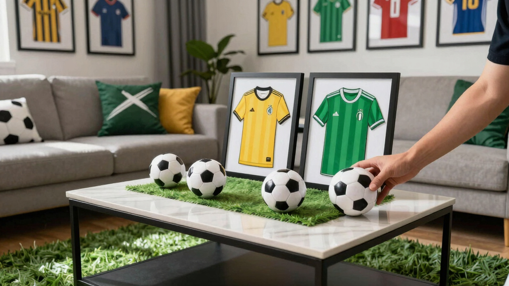 soccer-themed living room decor