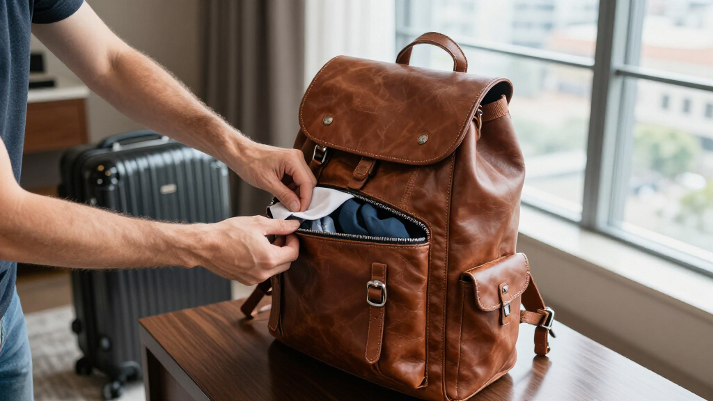 full grain leather travel backpacks for business trips