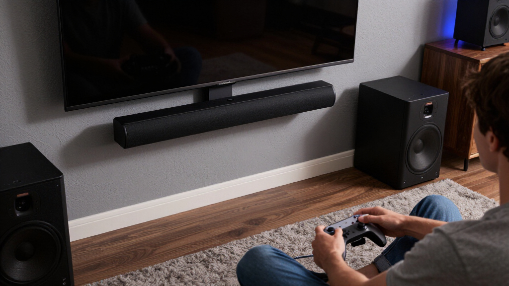 game room soundbar and subwoofer
