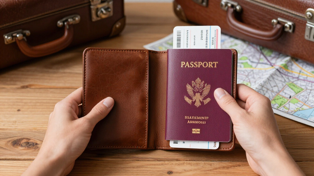 brown passport wallets