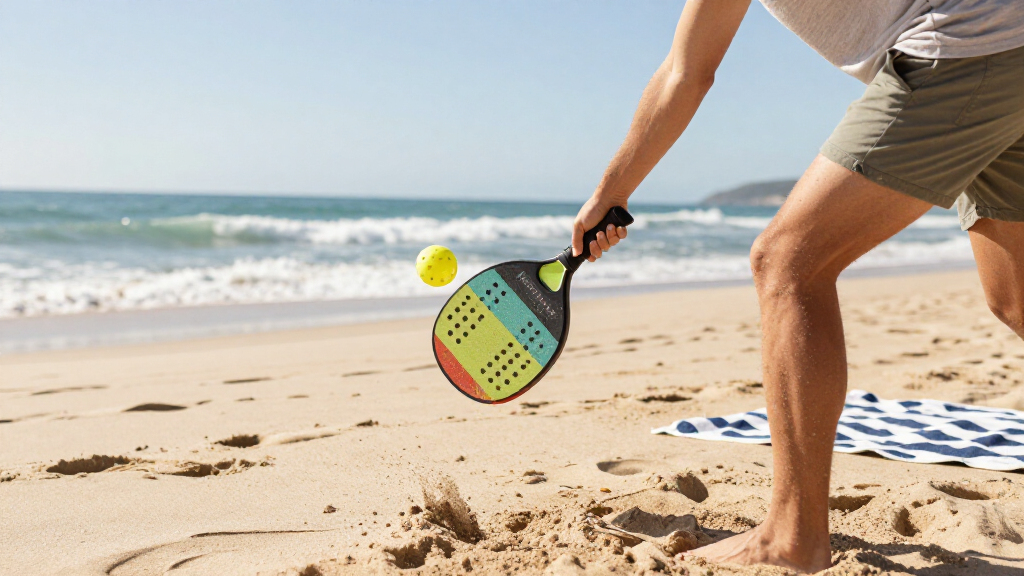 travel beach paddleball set