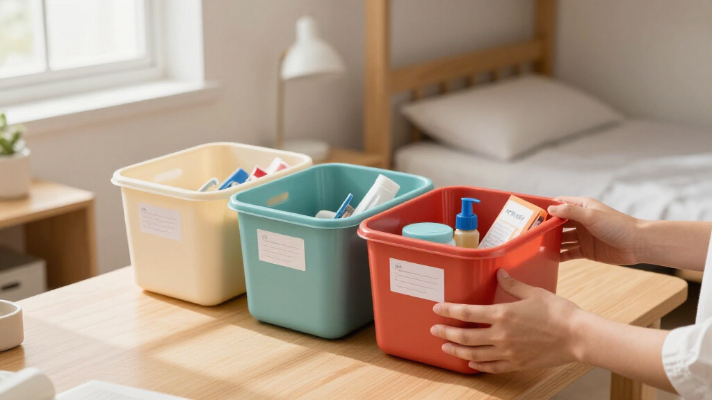 dorm room organization bins