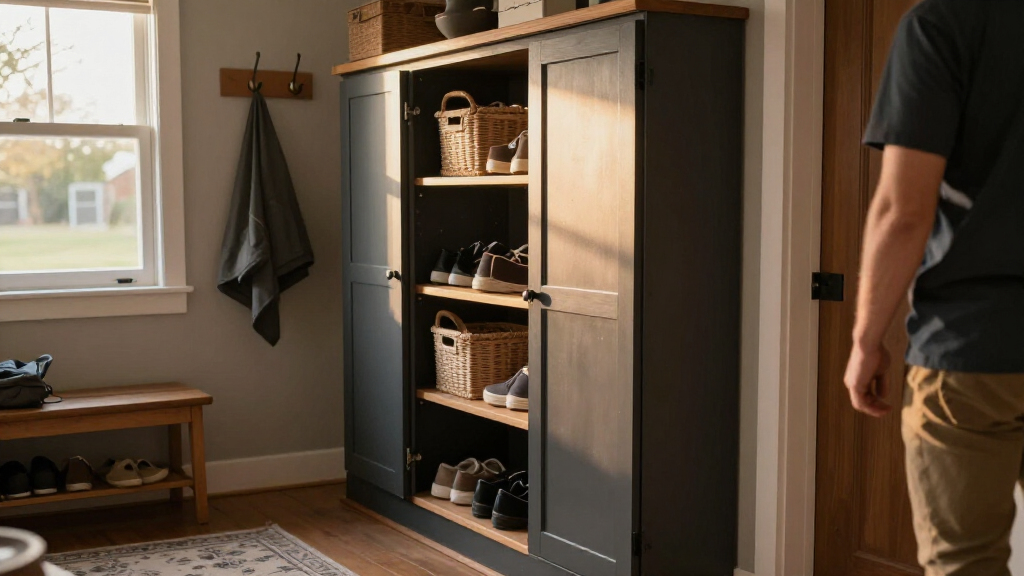garage cabinet set for mudroom style entry