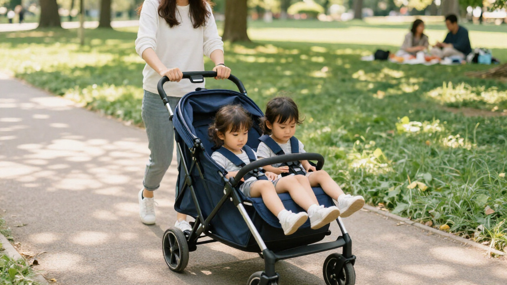 stroller wagon for 2 kids with heavy duty frame