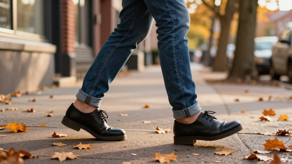 best autumn jeans and black shoes