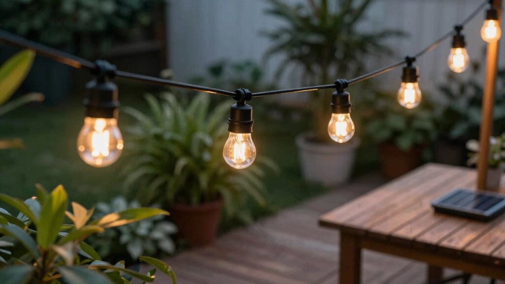 solar-powered outdoor string lights