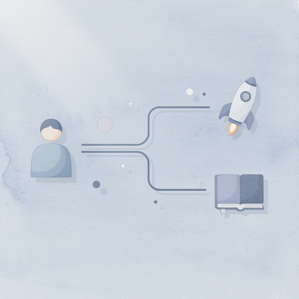 Icon showing pricing splitting into two outcome paths