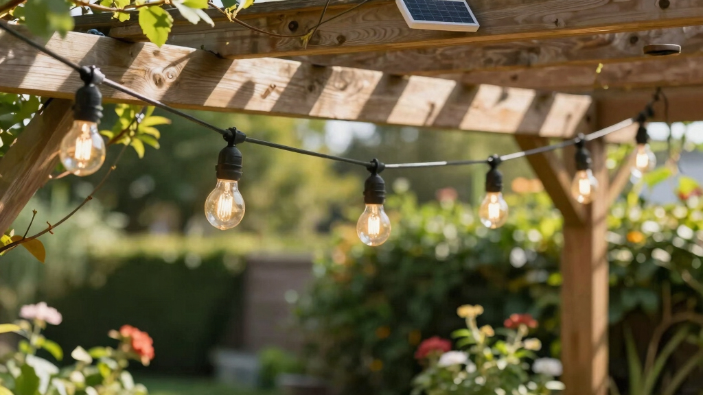 solar-powered outdoor string lights