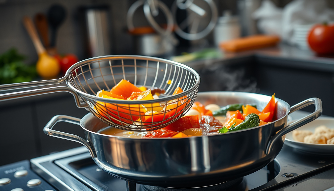 Mastering the Art of Clean Cooking: How to Use a Wire Skimmer to Effortlessly Remove Debris from Your Dishes
