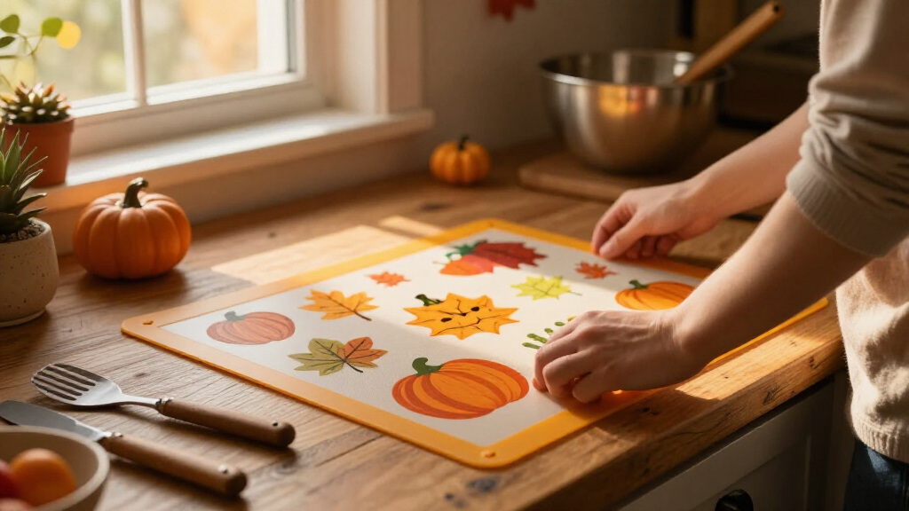 fall-themed silicone baking mats