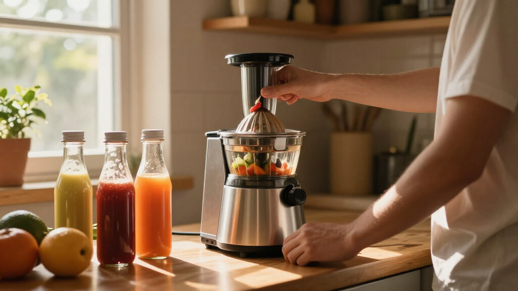 cold press juicer with bottles