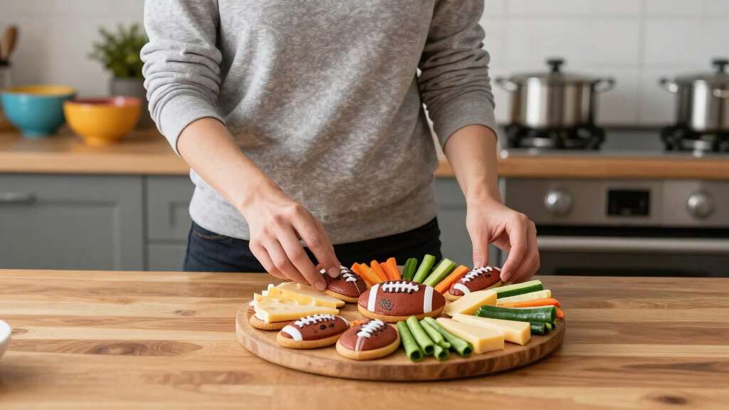 football-themed snack platter