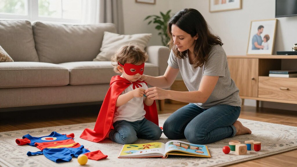 toddler storybook and superhero costumes