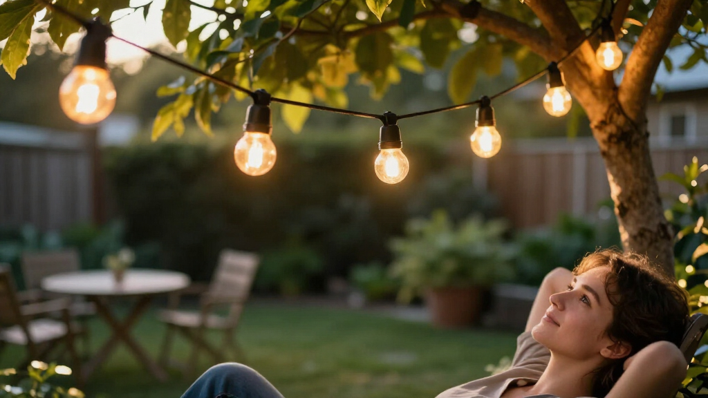 solar-powered outdoor string lights