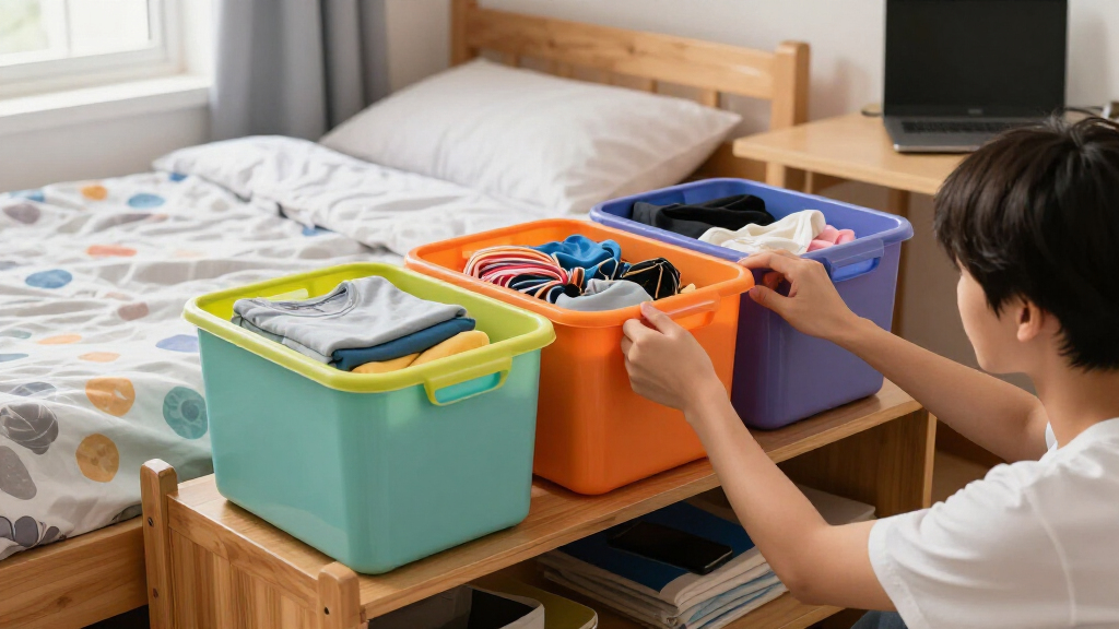 student dorm organization bins