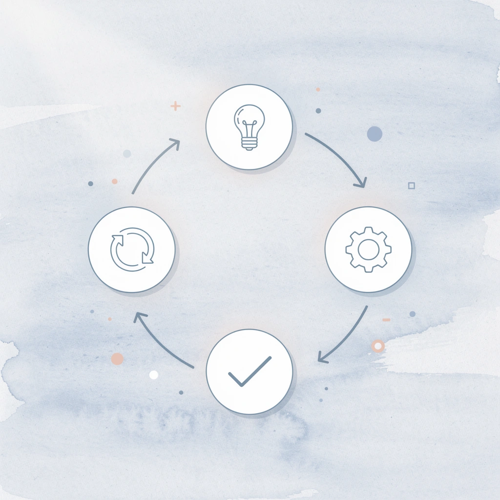 Icon cycle showing the four stages of guest request handling