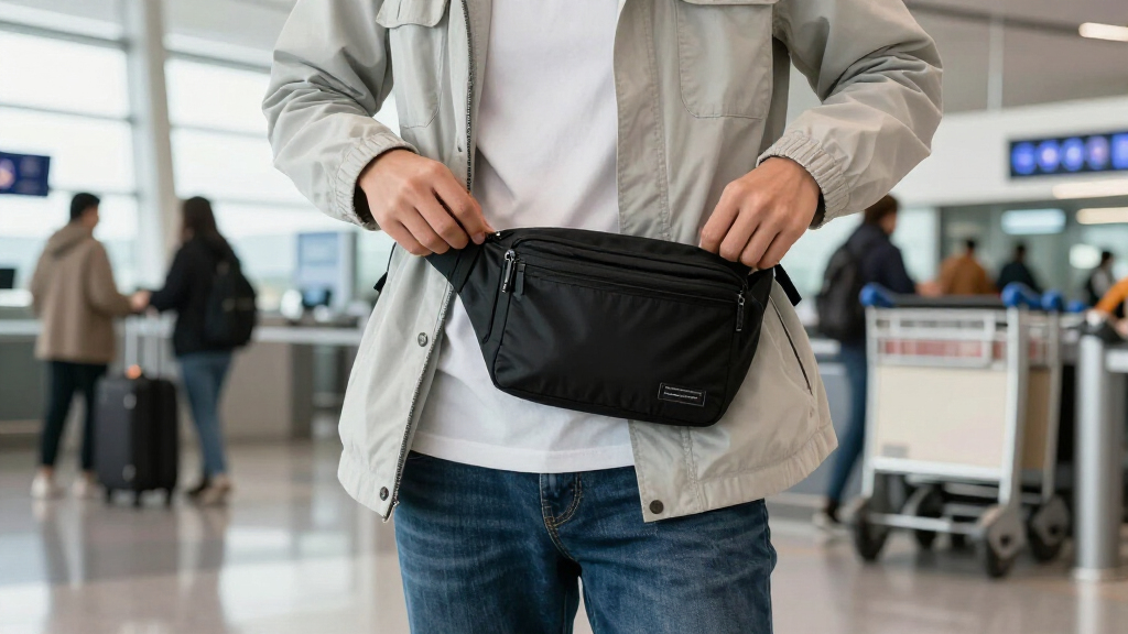 hidden travel waist pouches for frequent flyers