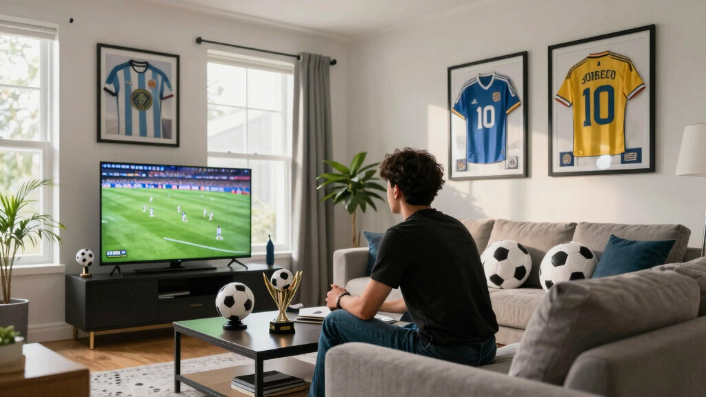 soccer-themed living room decor