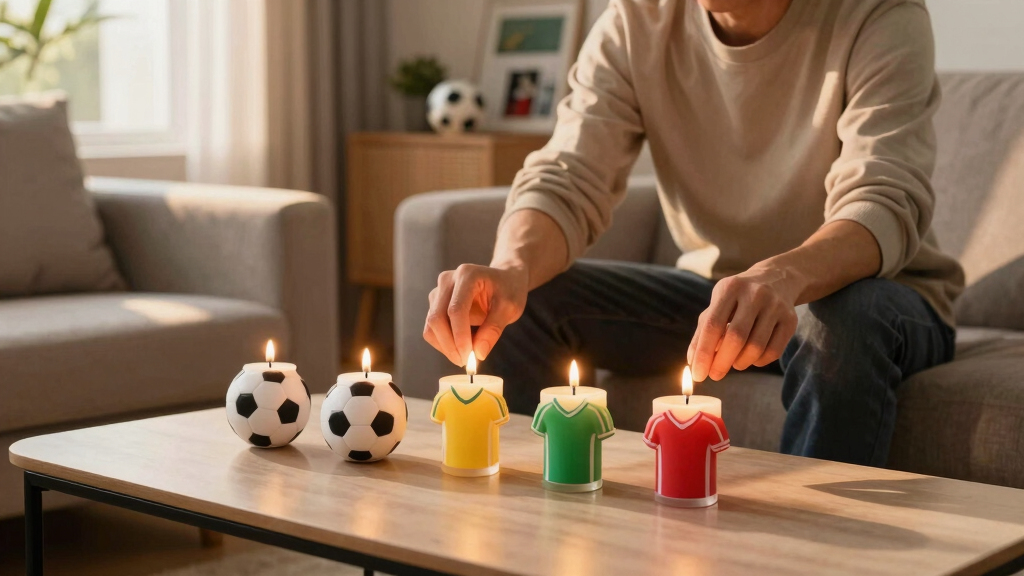 soccer-themed decorative candles
