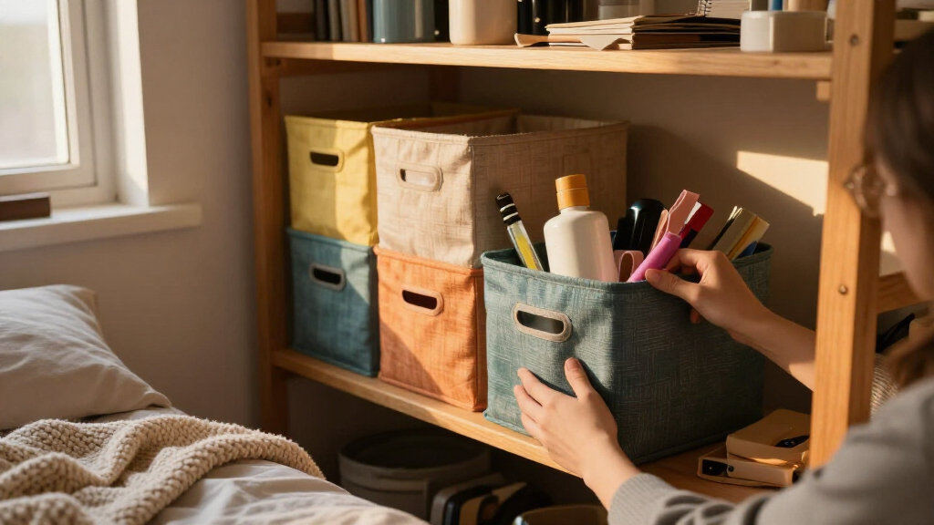 multifunctional dorm storage bins
