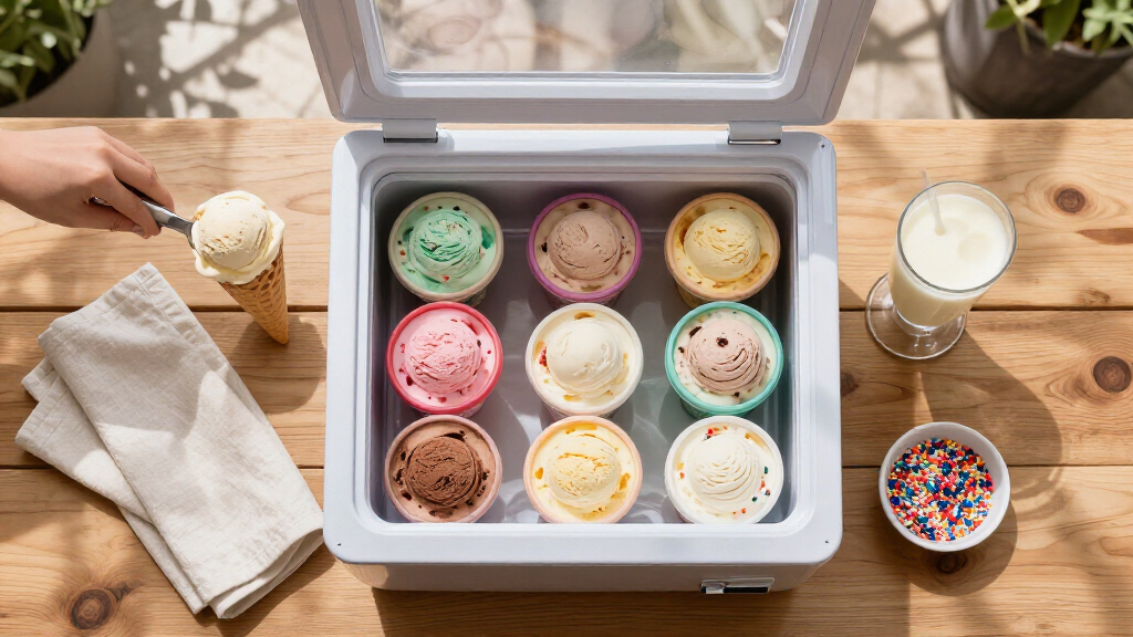 mini display freezer for ice cream business