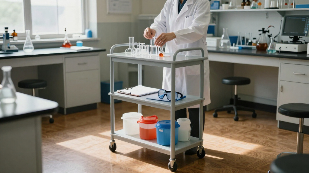 heavy duty lab rolling cart 3 shelf