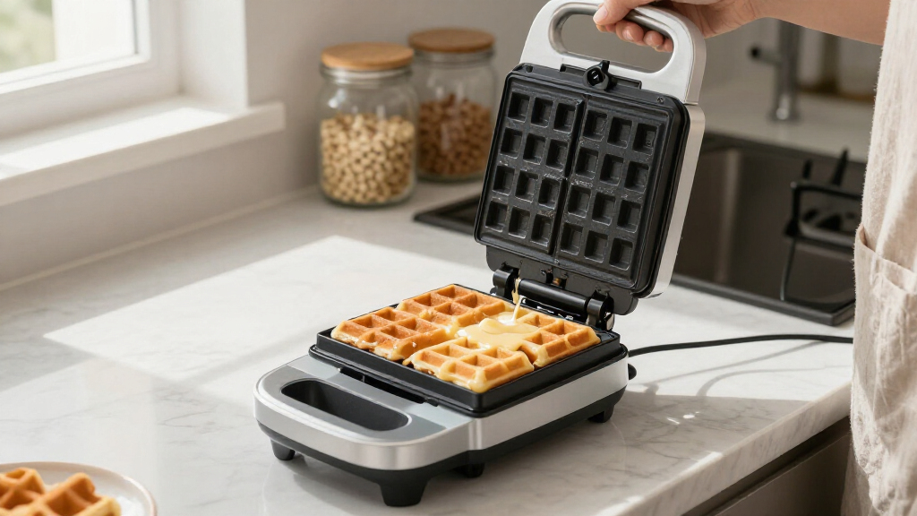 waffle maker with overflow moat
