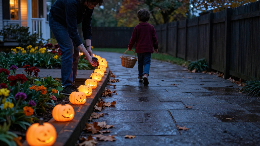 outdoor Halloween pathway lights