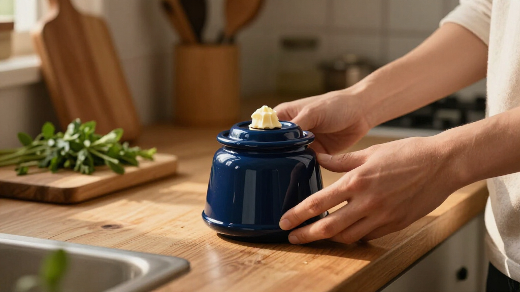 navy blue butter bell crock