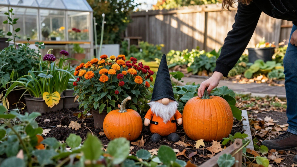 Halloween garden gnome decorations