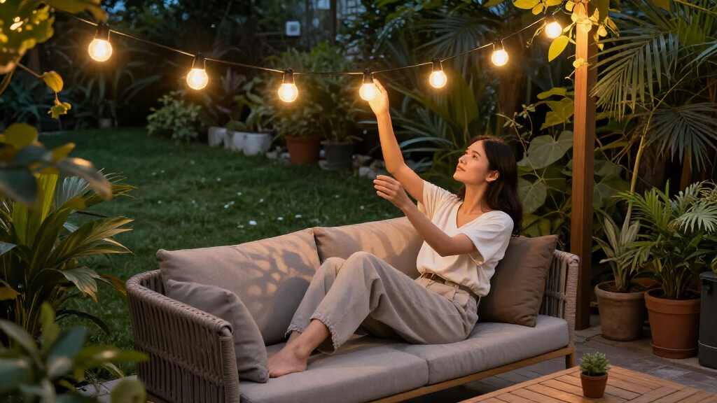 solar-powered outdoor string lights