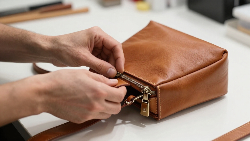 full grain leather crossbody bags with lockable zippers