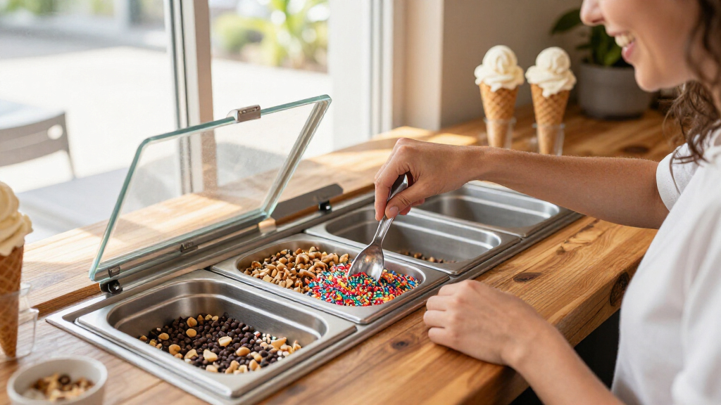 triple topping warmer for sundae bar