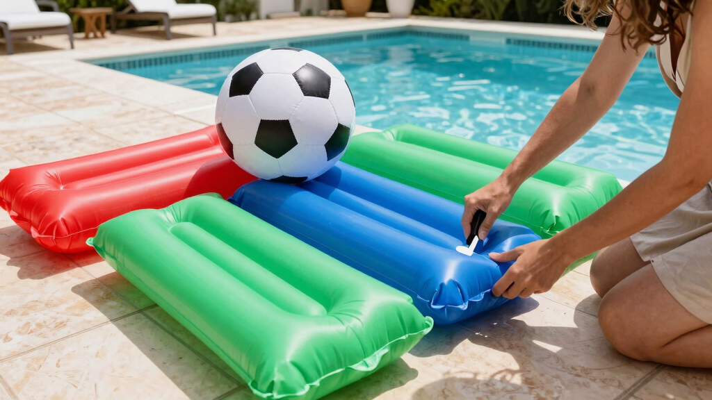 soccer-themed outdoor pool floats