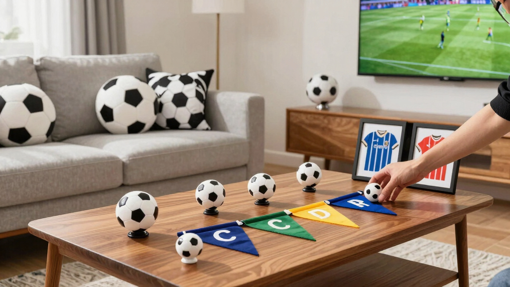soccer-themed living room decor