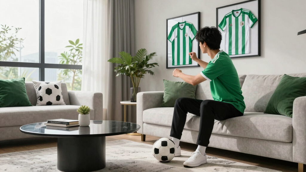 soccer-themed living room decor