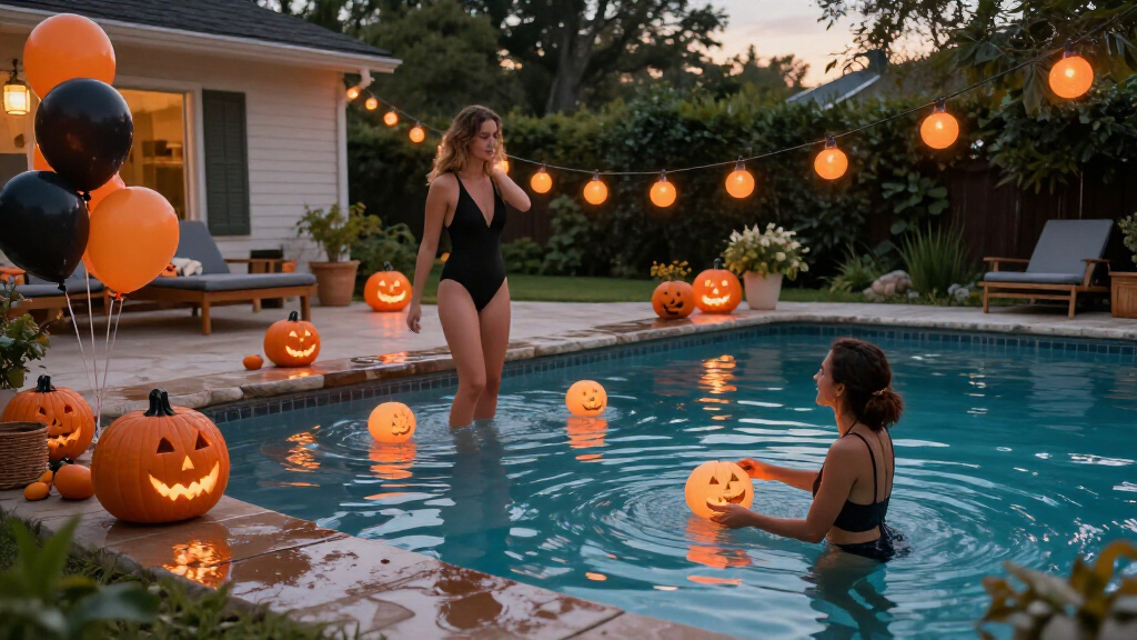 Halloween pool party decorations