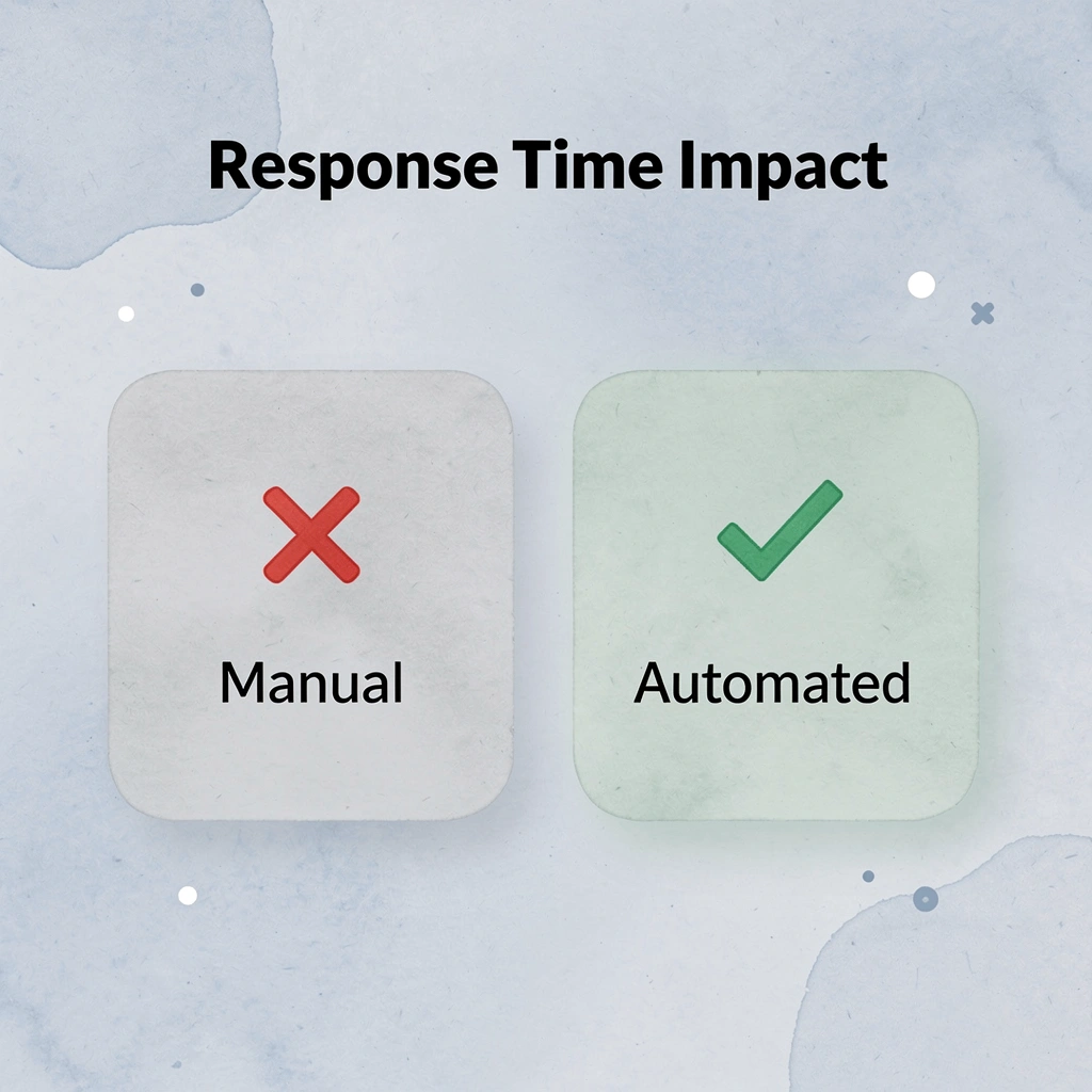 Before and after comparison of manual versus automated response times